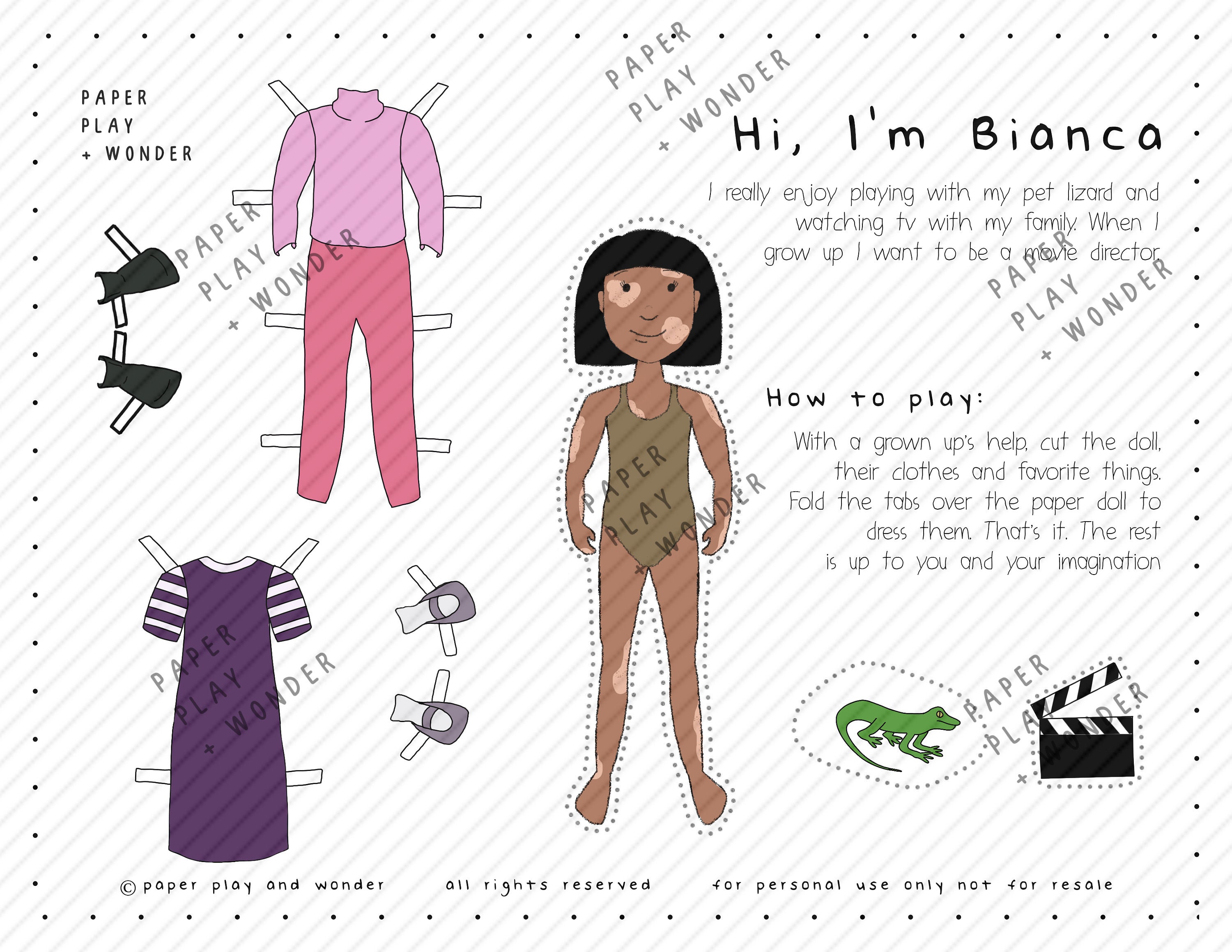 African American Girl Paper Doll Printable Digital Download | Etsy