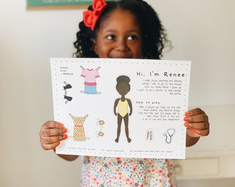 African American Girl Paper Doll Printable Digital Download Renee