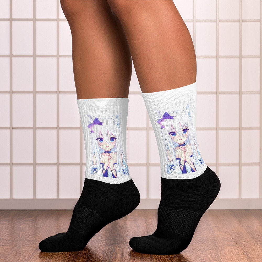 Cheap 4 Pair Cute Anime Socks With Print Cotton Socks Set Women