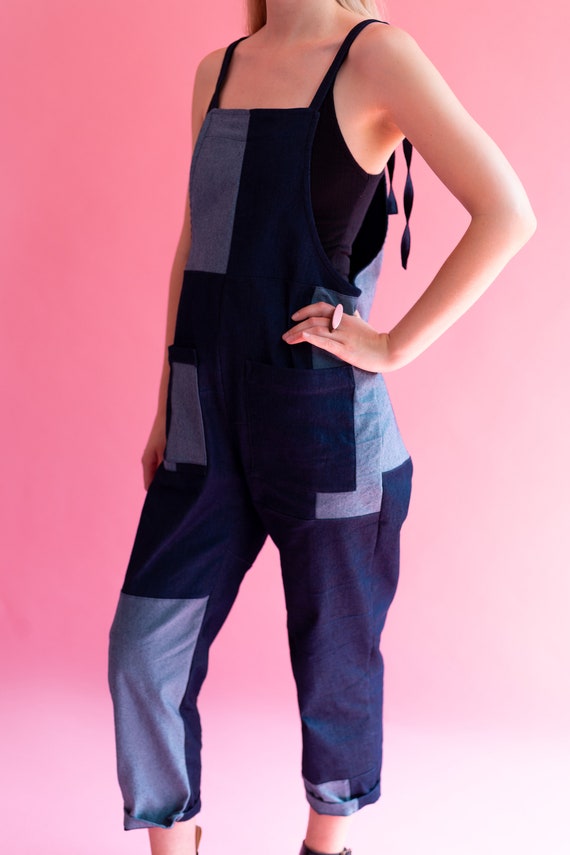 Organic Cotton Denim Overalls Patchwork 