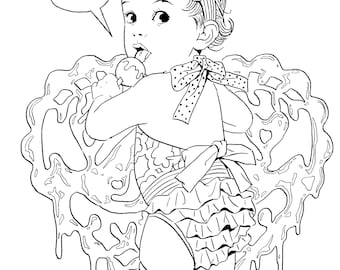 Illustrazione da colorare di mamma e bambino (download digitale) "Colorazione prenatale"