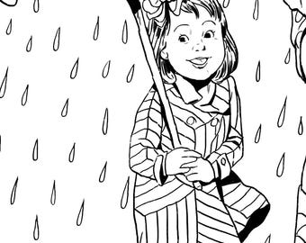 Illustrazione da colorare di mamma e bambino (download digitale) "Colorazione prenatale"
