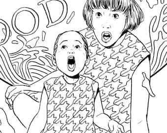 Illustrazione da colorare di mamma e bambino (download digitale) "Colorazione prenatale"
