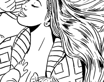 Illustrazione da colorare di mamma e bambino (download digitale) "Colorazione prenatale"