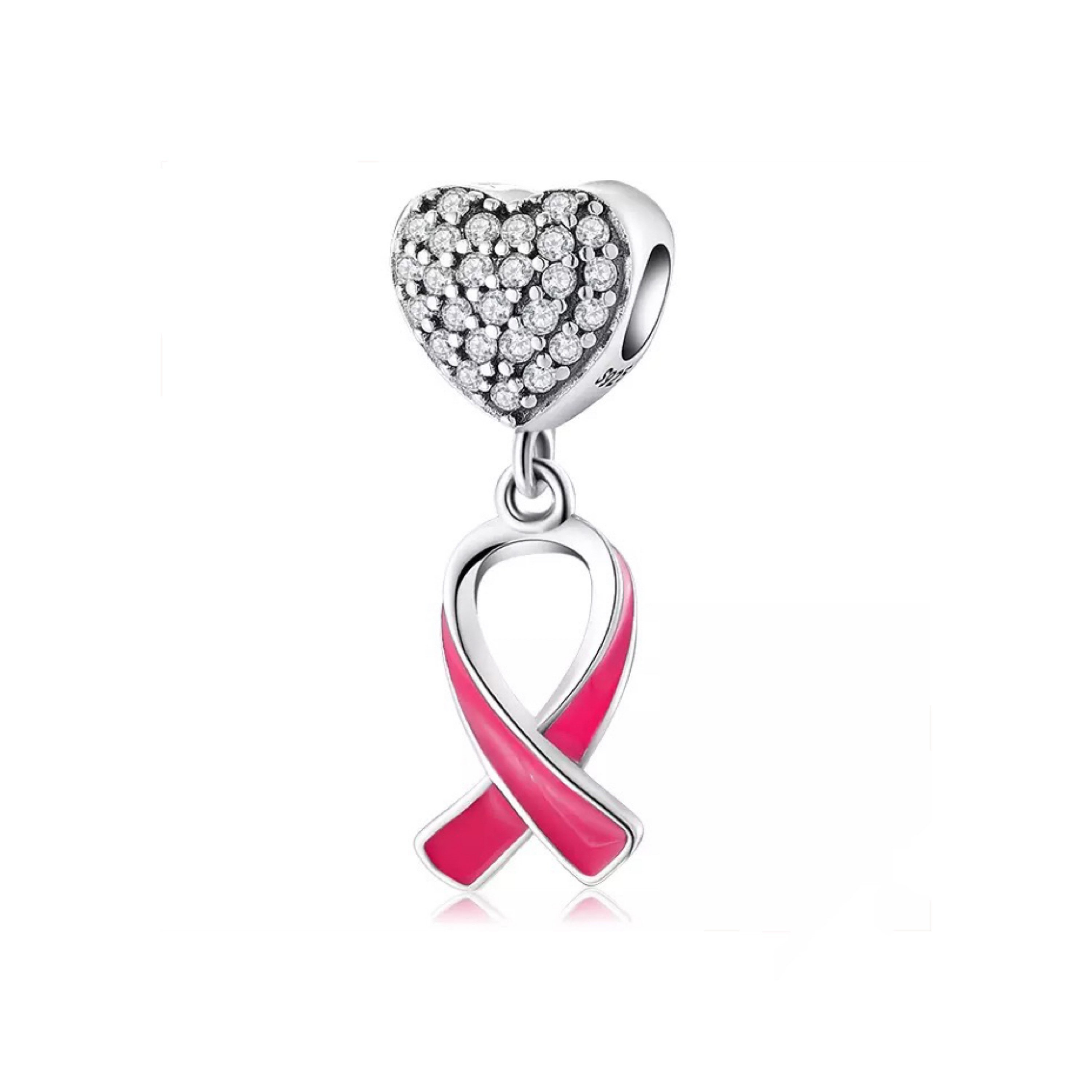 Ruban Rose Survivante du Cancer du Sein Hope Oval Dangle Charm Bead for Women 925 Sterling Silver Fits European Bracelet 