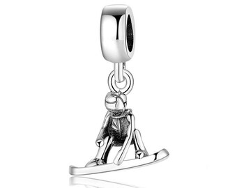 I Love Snow Charm Sterling Silver for Bracelet Heart Snowflake Ski Snowboard I Love Snow Charm Sterling Silver for Bracelet Heart Snowflake Ski Snowboard