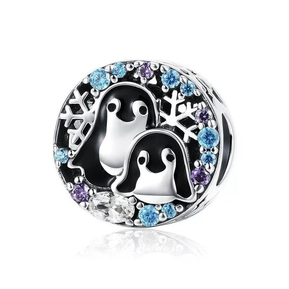 Adorable Mother and Child Penguin Charm 