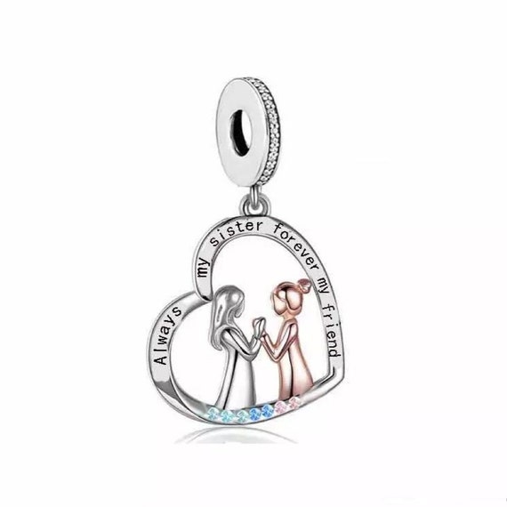 Always My Sister Forever My Friend Charm Fits Pandora Bracelets|925 Sterling Silver,Sister Jewelry Gift,Sister Pendant,Sister Bracelet Charm