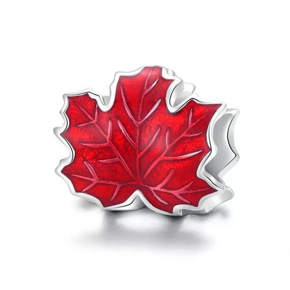 Red Maple Leaf Charm Auténtica Plata Ley 925 - Etsy España