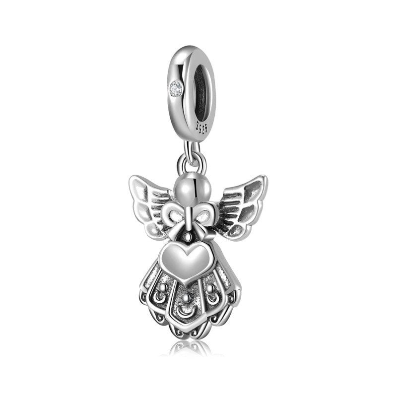 925 Sterling Silver Cat Angel Charm
