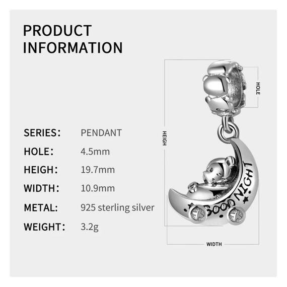 Cute Bear Bracelet Charm Fits Pandora 