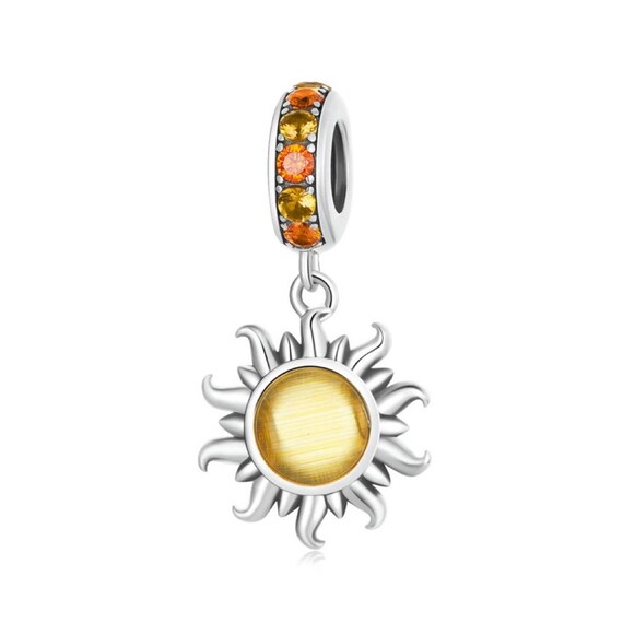 Golden Sun Charm Fits Pandora Bracelets 
