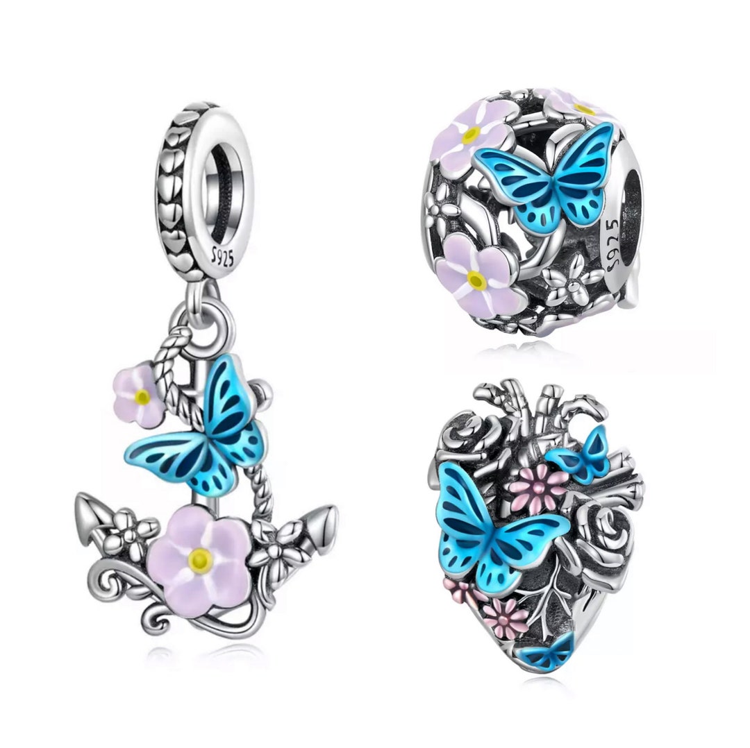 The Prettiest Butterfly Charms Fit Pandora Bracelets 925 Etsy