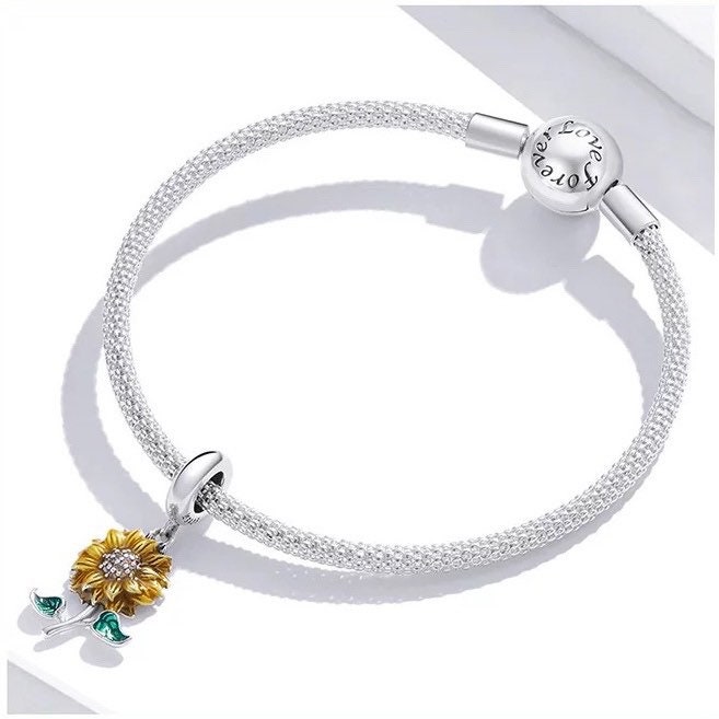 Sunflower Pandora Fit Charm Sterling Silver - Etsy España