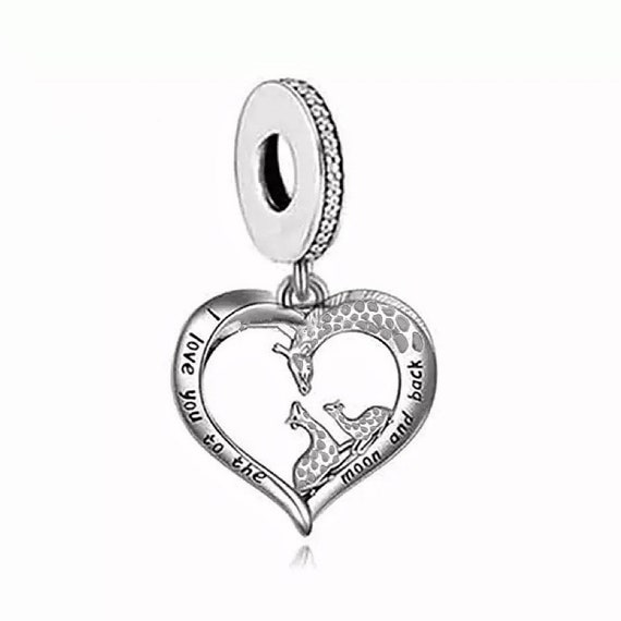 Giraffe Mom and Baby Bracelet Charm 