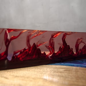 Poggiapolsi tastiera, poggiapolsi resina, poggiapolsi legno, lampada resina, poggiapolsi epossidici, copritasti resina, regalo per lui, copritastiere tastiera, Fiamma