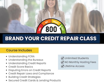 Branded Credit Repair Course ,Credit Repair Class, LMS Class , Credit Repair Business, Teach Credit Repair , Branded Course