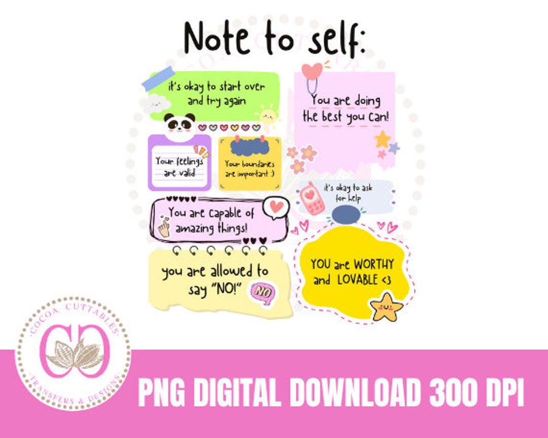 Note to Self PNG Digital File - Etsy