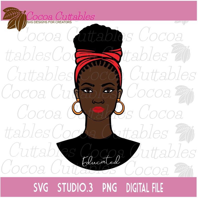 Download Black Woman Headwrap SVG African American Woman SVG Black ...