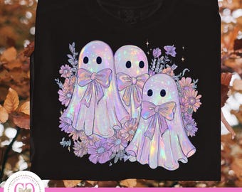 Iriserende bloemenspoken png, coquette halloween-ontwerp (digitale download)