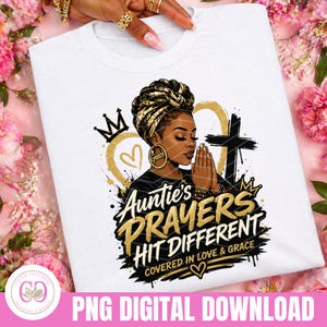 Tía cristiana orando PNG, La oración de la tía impacta de otra manera PNG, Día de la Madre PNG, Mujer negra PNG, Versículo bíblico PNG, Citas cristianas PNG