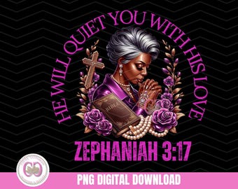 Praying Black Woman Christian PNG, Bible Verse (Digital Download)