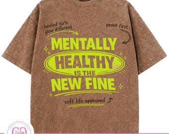 Mentally Healthy Is New Fine PNG, Positive Affirmation Quote (Digital Download)