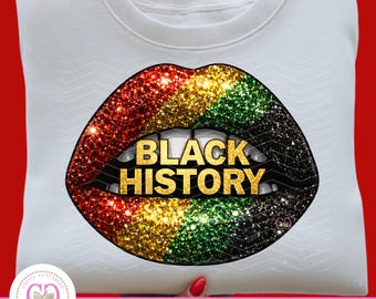 Schwarze Geschichte Glitter Lippen PNG, Afro Pride Sublimation (digitaler Download)