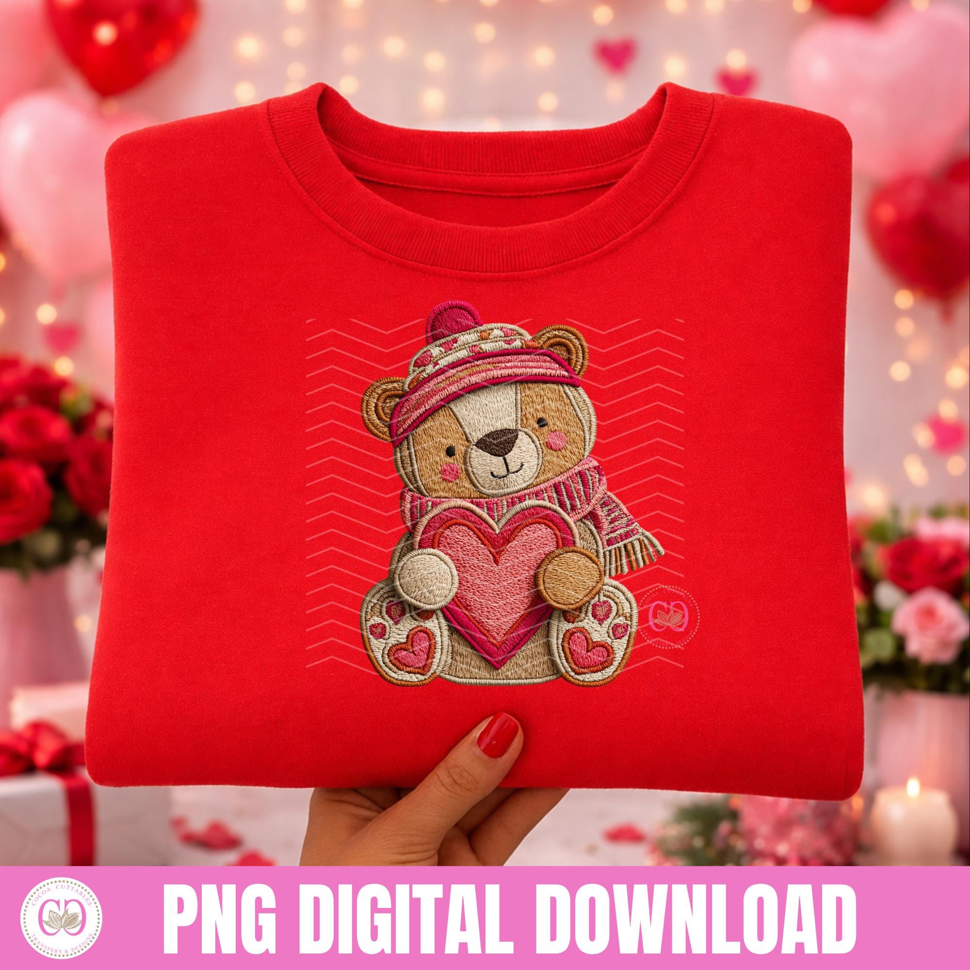 Valentine Teddy Bear Faux Embroidery Patchwork Bundle, Romantic ...