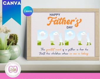 Personalized Father's Day Papa Frame, Photo Gift (Canva Template)