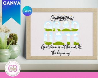 Congratulations GRADUATE Editable Frame Quotes, GRAD Editable Canva Frame, 2026 graduation, Drag & Drop senior, 2026 Graduation Templates
