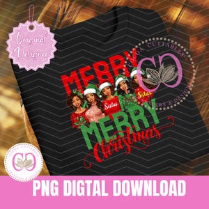 Feliz Feliz Natal Sistas png sublimação design download, Natal png, Natal mulher negra png, sublimar designs download
