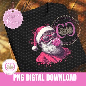 African American Santa Claus Pink Bubblegum Christmas Digital PNG T-shirt Design Merry Christmas png DIGITAL DOWNLOAD