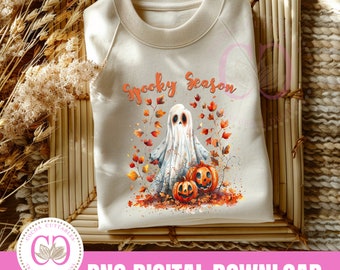 Cute Ghost PNG, Spooky Season Halloween Pumpkins, Fall Png Sublimation
