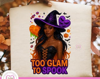 Glam Witch Black Woman PNG, Witchcraft Clipart (digital nedladdning)