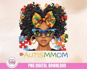 Afro Bun Autism Mom Png Sublimation Design, Afro Girl Png, Curly Hair Afro Woman,Autism Mom PNG, Autism Coquette PNG, Afro Mom Png Downloads