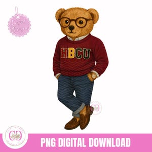 HBCU Polo Bear png, inspiration Ralph Lauren preppy, ours en peluche mode RL, mignon ours brun png, polo Bear png, sublimation HBCU Life png
