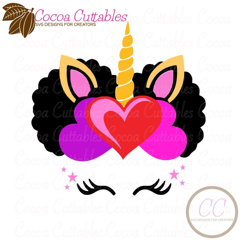 Download Valentine Unicorn SVG Afro Puff Unicorn SVG Valentine Cut ...