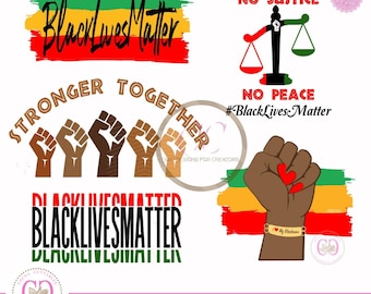 Black Lives Matter SVG バンドル、BLM SVG、Free-ish PNG、Black Culture PNG、Afro American SVG Black Pride カットファイル（Cricut Silhouette Brother 用）