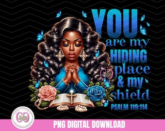 Black Christian Woman PNG, Bible Verse Art (Digital Download)