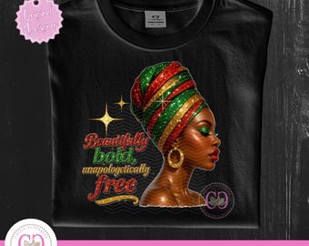 Juni, Frau PNG, glitzerndes schwarzes Freiheitsdesign (digitaler Download)