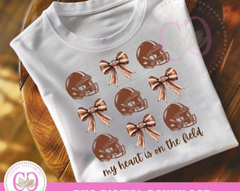 Football Helmet & Bows PNG | Coquette T-Shirt Design (Digital)