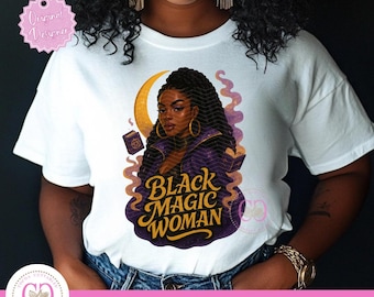 Witchy Black Girl PNG, African Melanin, Halloween Design (Digital Download)