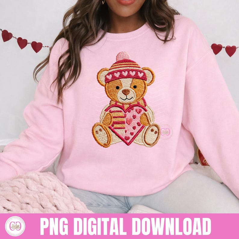 Valentine Teddy Bear Faux Embroidery Patchwork Bundle, Romantic ...