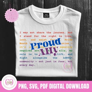 Alleato orgoglioso LGBTQIA+ SVG, Sii orgoglioso di te stesso SVG, Diritti di lesbiche, gay, trans, non binari, Alleato, orgoglioso, bisessuale, uguaglianza, pari diritti, file PNG SVG Pdf