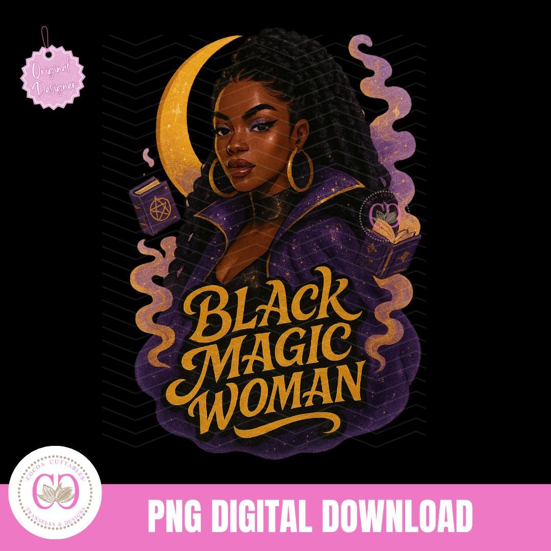 Black Magic Woman PNG, Witchy Black Girl Halloween Png, Spell Book