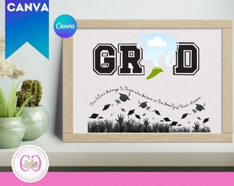 Female GRAD Frame, Senior Graduation Canva Frame, Canva Frame Template, 2026 graduation designs,Drag & Drop senior,2026 Graduation Templates