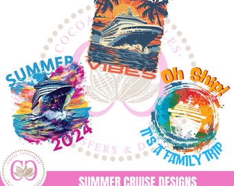 Summer Cruise Designs Bundle, Family Vacation PNG (Digital Download)