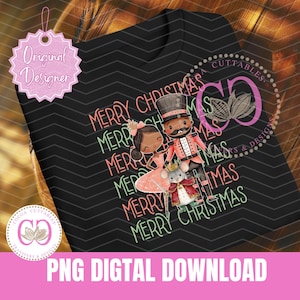 Ballerina Schiaccianoci Nero Topo Re Natale PNG digitale T-shirt Design Schiaccianoci afroamericano Buon Natale png DOWNLOAD DIGITALE