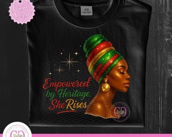 Juneteenth Afro Frau PNG, Ermächtigt durch das Erbe (digitaler Download)
